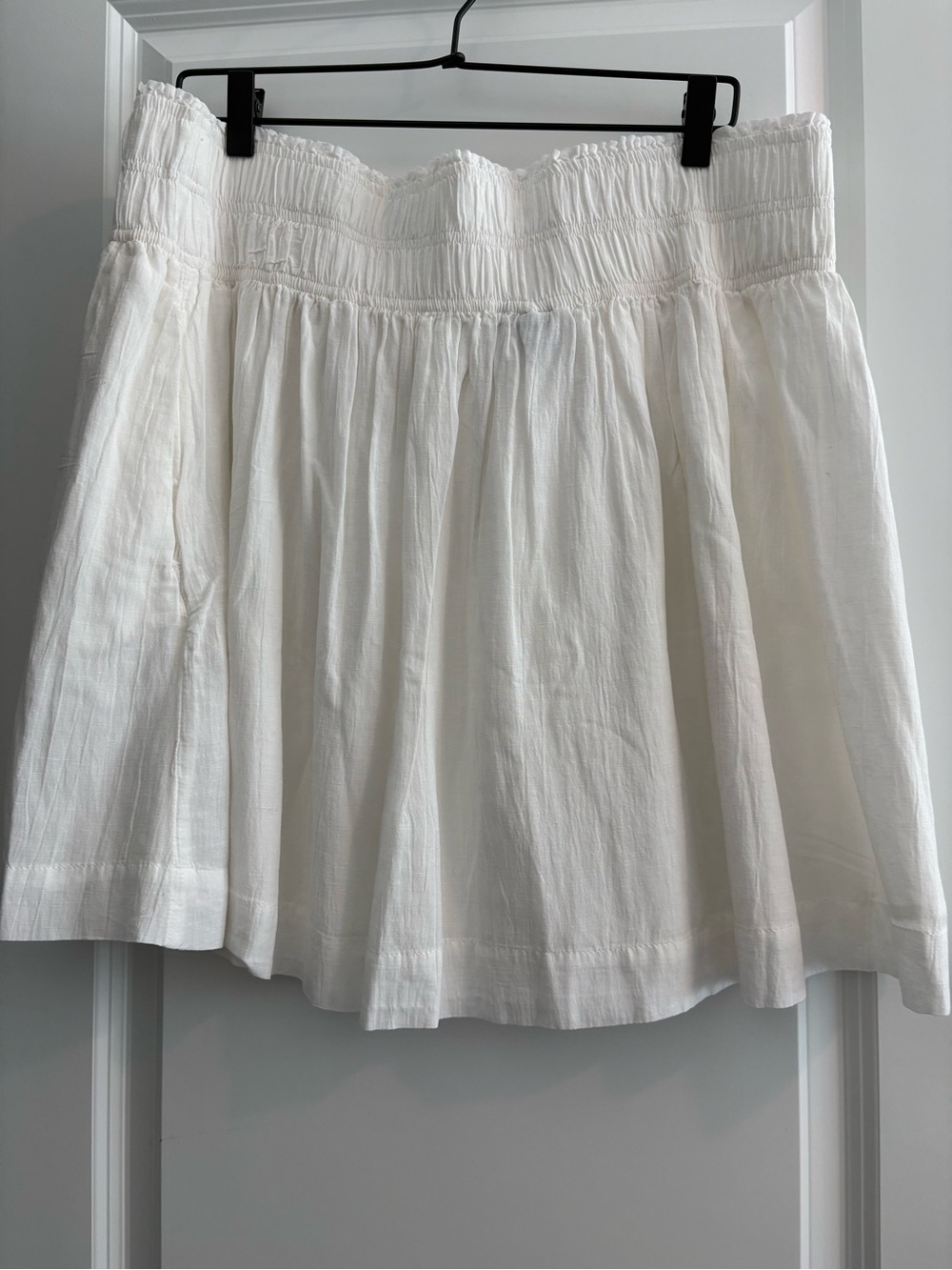 GAP White Smocked Waist A-Line Cotton Skirt